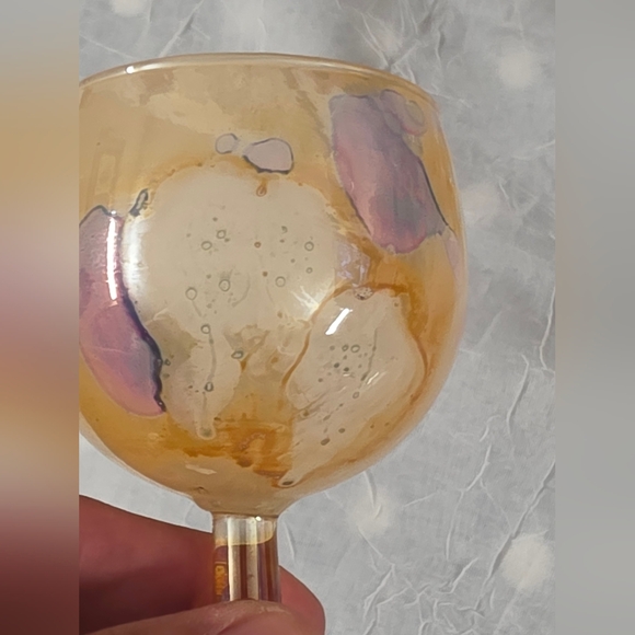 Vintage Beautiful Multicolored Hand Painted Glass Set of 4 Artistic - Picture 5 of 8